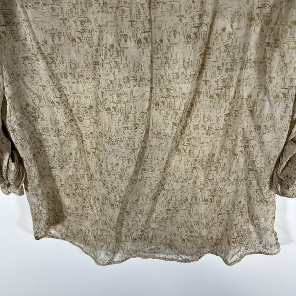 Diane von Furstenberg Beige Brown Sheer Shirt Blouse 100% Silk Sz 4 Designer - Picture 10 of 10